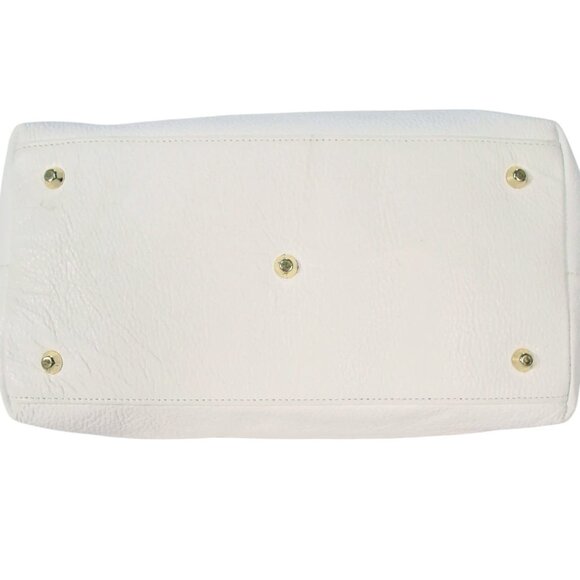 VALENTINA Italian Leather Tote Bag Classic White and Tan Beach Resort - ITALY - Picture 6 of 11